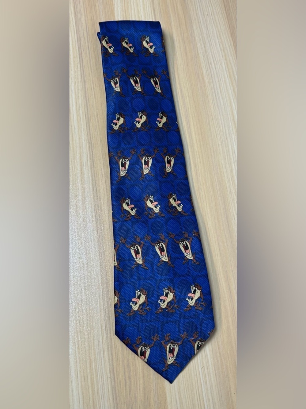 Vintage 1998 Blue Looney Tunes Taz Men's Tie - Novelty Cartoon Neck Tie